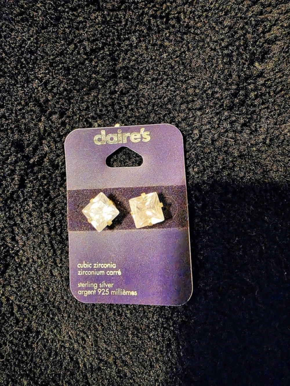 Cubic Zirconia Sterling Silver Square Stud Earrings from Claire's